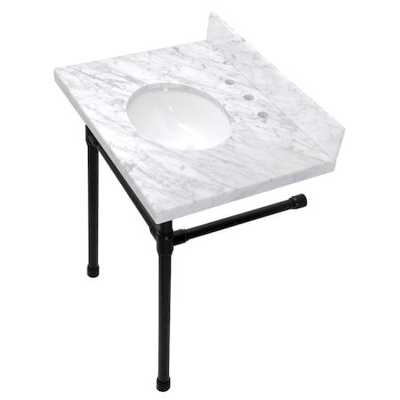 Fauceture KVPB30M80ST Dreyfuss 30" Console Sink Set, Marble White/Matte Black KVPB30M80ST